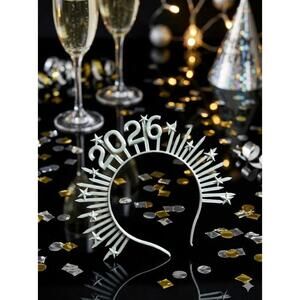 2026 New Year's Eve Headband - Silver Star Party Crown Tiara NYE
